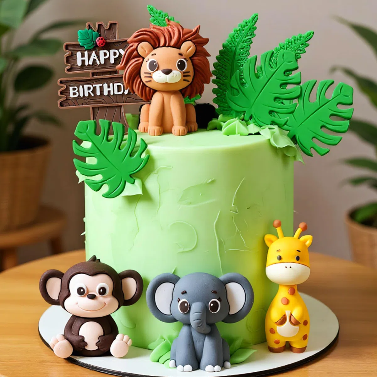 animales de la selva decoración de torta safari salvaje jirafa león selva cumpleaños baby shower fiesta accesorios para fiesta