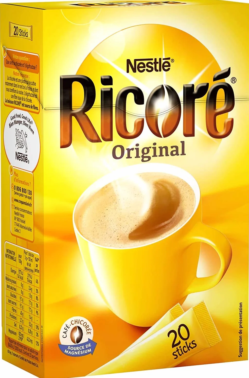 Nestlé Ricoré Original Substitut de Café Boîte de 20 Sticks x 3 g from France