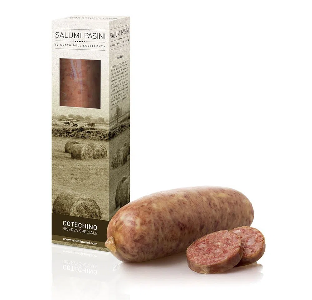 Cotechino, Salchicha italiana fresca para cocinar, Salumi Pasini, 500 g