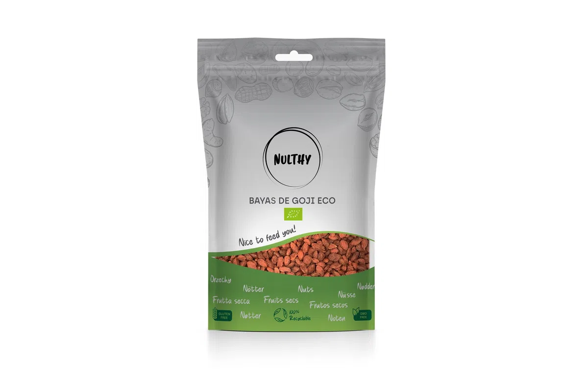 NULTHY 500g - Bayas Goji BIO, Baya Roja Natural, Fuente de Nutrientes, Cultivo Ecológico