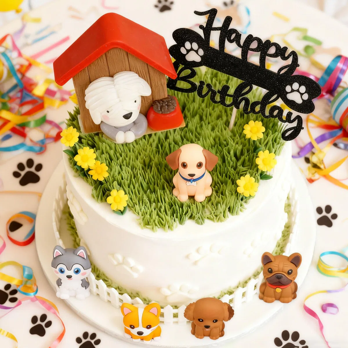 JeVenis perritos fiesta de cumpleaños decoraciones figuras de animales decoraciones pasteles para fiestas cumpleaños accesorios fiestas temática mascotas regalos