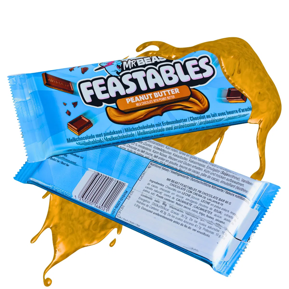 Mr Beast Feastables - Milk Chocolate, Crunch, Peanut Butter