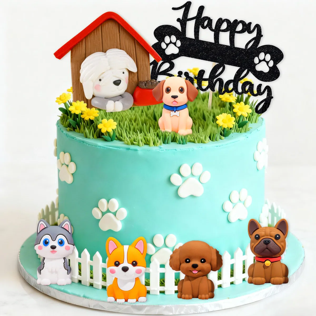 JeVenis perritos fiesta de cumpleaños decoraciones figuras de animales decoraciones pasteles para fiestas cumpleaños accesorios fiestas temática mascotas regalos