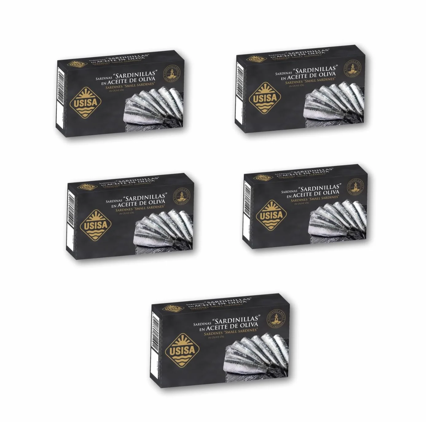 Sardinillas en Aceite de Oliva de USISA - Conserva de Pescado | Pack de 5 Latas de 120g